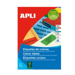 Etiqueta adhesiva verde 105x148 mm. 20HJ Din A-4 (40U) Apli 12994
