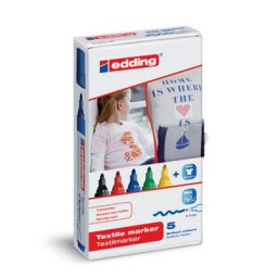 5 marcadores edding Textile 4500 colores básicos 4500-5S